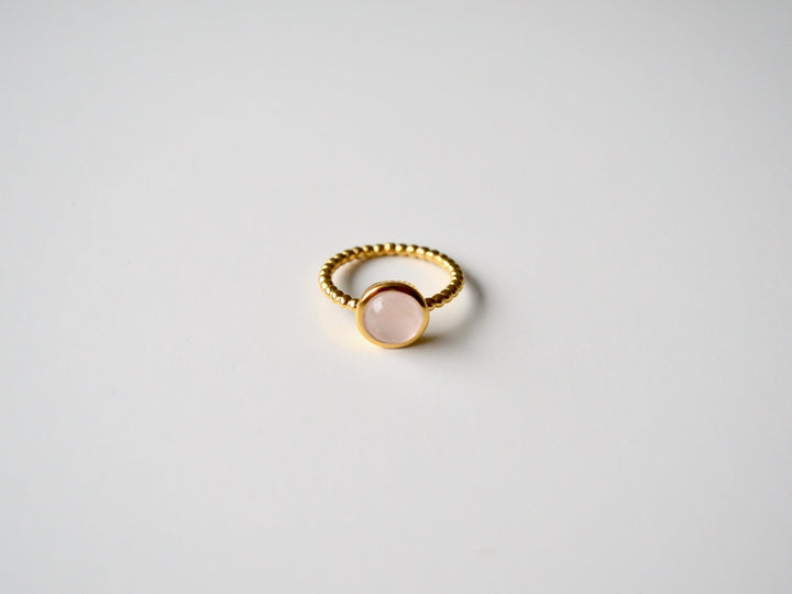 Gem Dots: Rosenquarz Ring Dotty vergoldet | Gr. 54