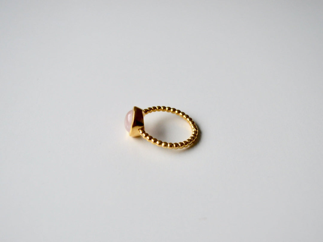 Gem Dots: Rosenquarz Ring Dotty vergoldet | Gr. 54