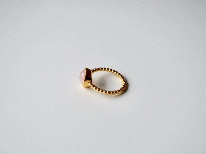 Gem Dots: Rosenquarz Ring Dotty vergoldet | Gr. 54