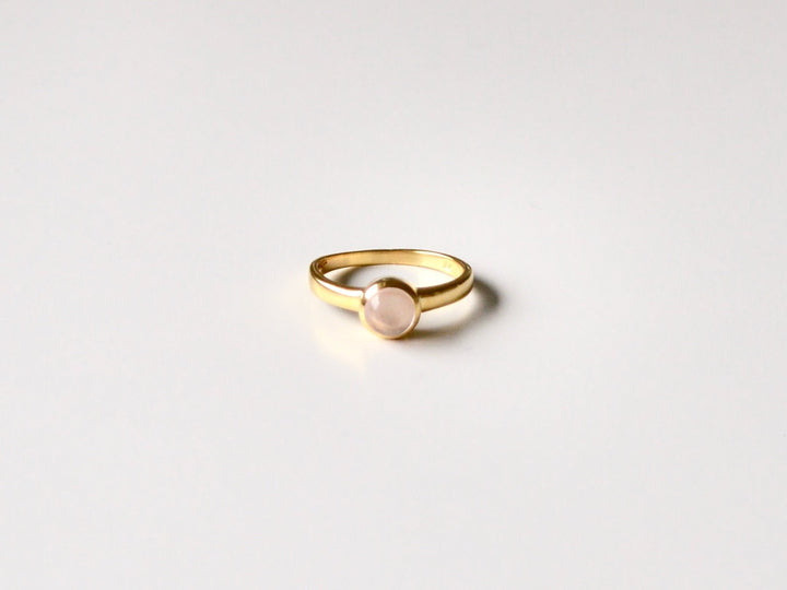 Gem Dots: Rosenquarz Ring vergoldet | Gr. 54