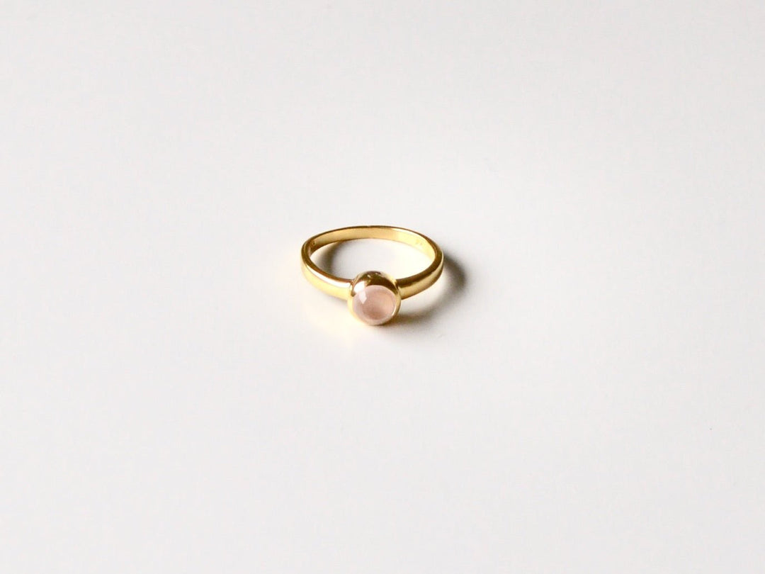 Gem Dots: Rosenquarz Ring vergoldet | Gr. 54