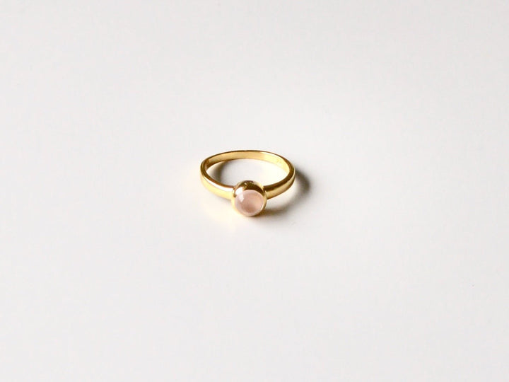 Gem Dots: Rosenquarz Ring vergoldet | Gr. 54