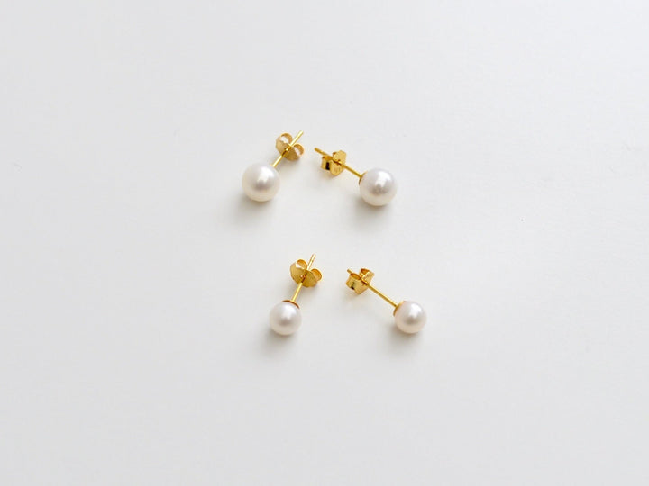 Natural Pearls: Perlen Ohrstecker 4, 5 oder 6mm  | vergoldet, silber