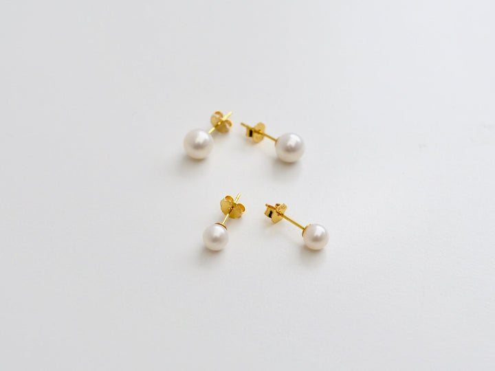 Natural Pearls: Perlen Ohrstecker 4, 5 oder 6mm  | vergoldet, silber