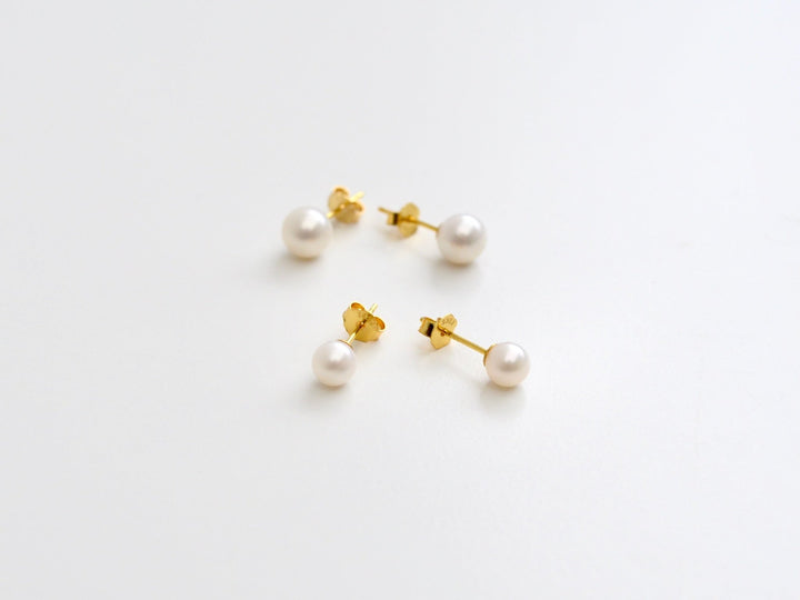 Natural Pearls: Perlen Ohrstecker 4, 5 oder 6mm  | vergoldet, silber