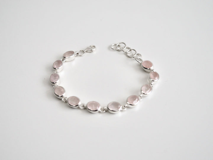 Oval Gems: Statement Armband Rosenquarz facettiert | silber