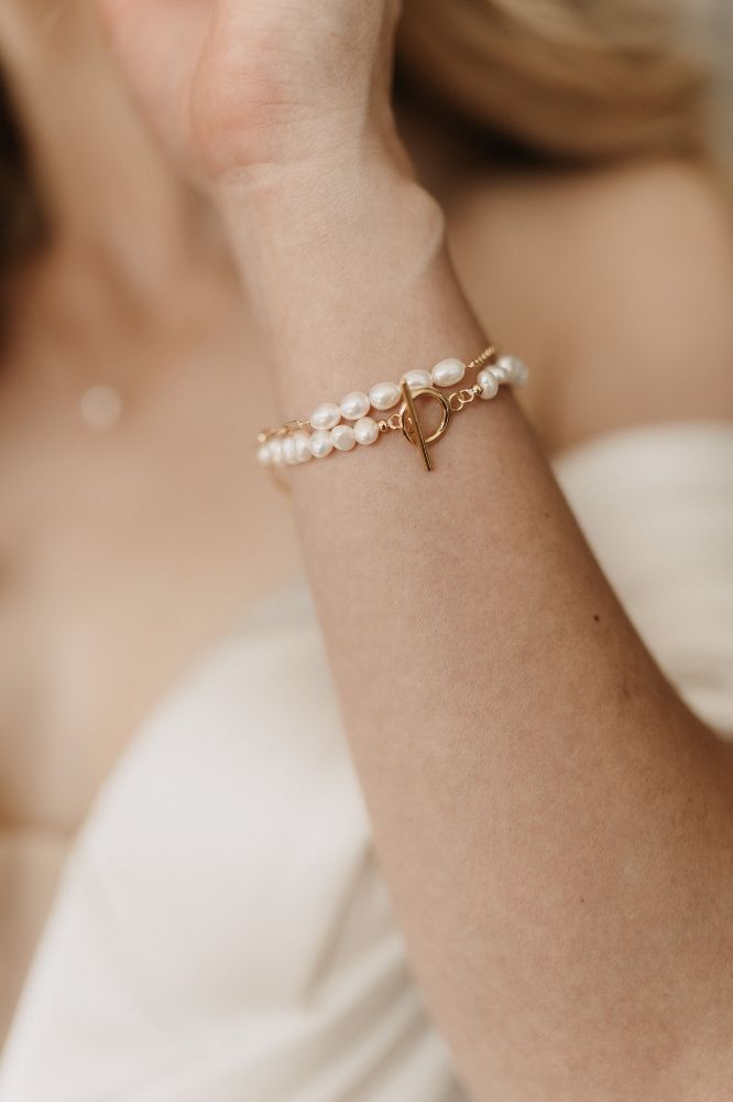 Pearl Collection: Perlenarmband Toggle Bracelet  | vergoldet