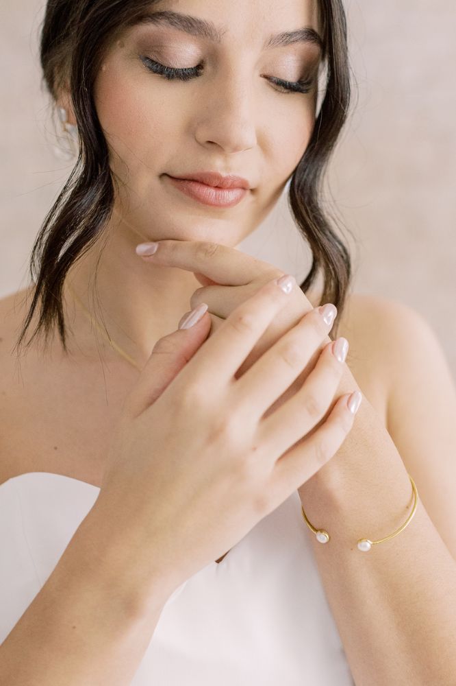 Pearl Dots: Moderne Perlen Armspange | vergoldet, rosévergoldet, silber