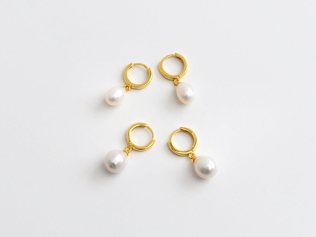 Pearls: Hoops mit ovalen AAA Süßwasserperlen | vergoldet, silber