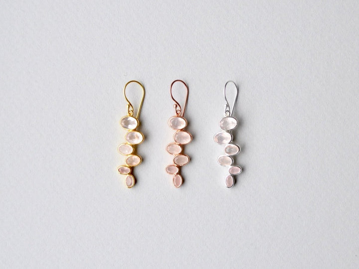 Amber: Rosenquarz Ohrhänger | vergoldet, rosévergoldet, silber - Mia&Martha by Katja Schmalen