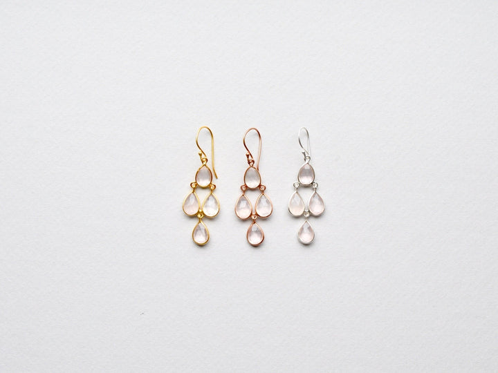 Cascade Drops: Edle Rosenquarz Ohrringe vergoldet - Mia&Martha by Katja Schmalen