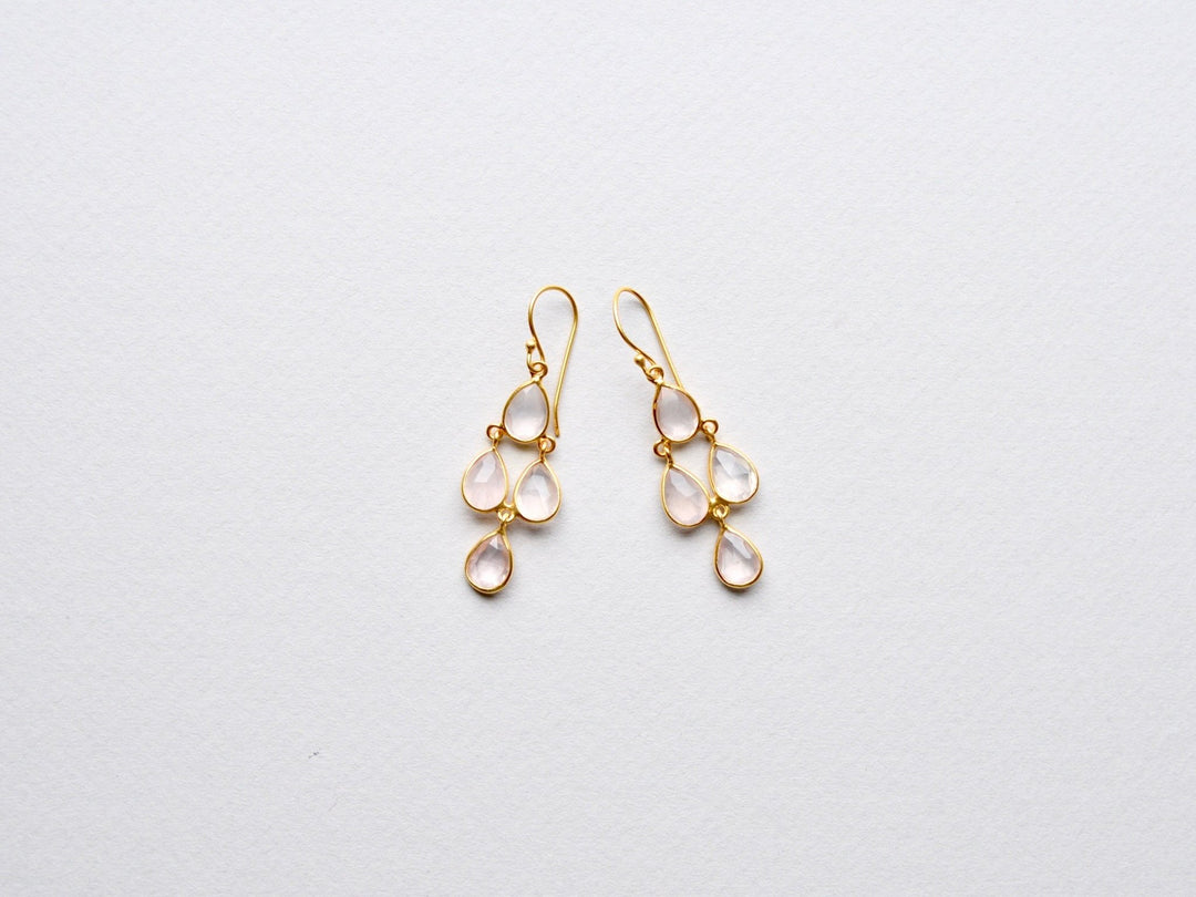Schmuck Hochzeit Edle Rosenquarz Ohrringe vergoldet - Mia&Martha by Katja Schmalen