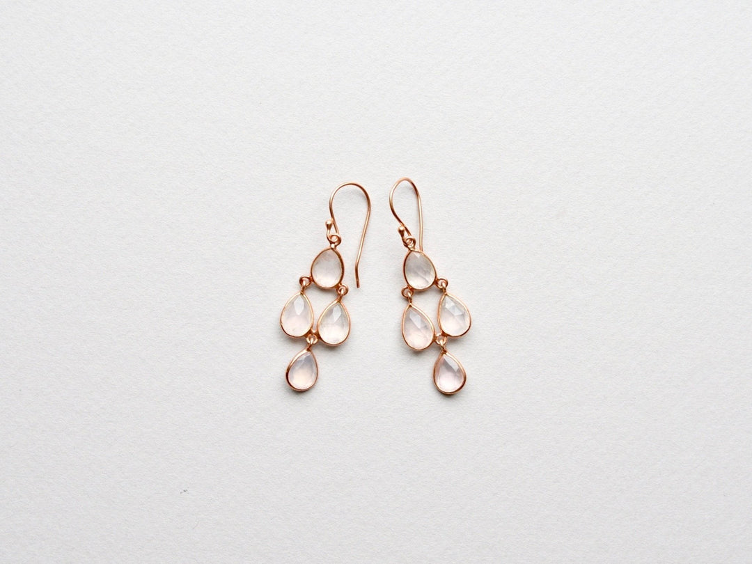 Cascade Drops: Rosenquarz Ohrringe | vergoldet, rosévergoldet, silber