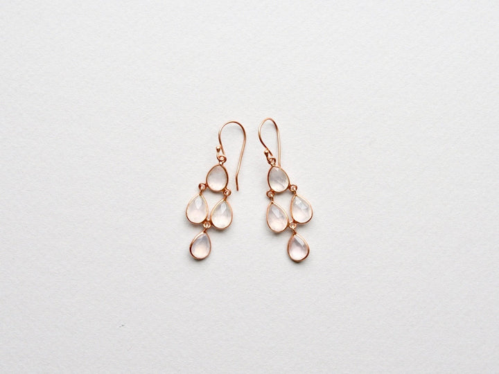 Cascade Drops: Rosenquarz Ohrringe | vergoldet, rosévergoldet, silber