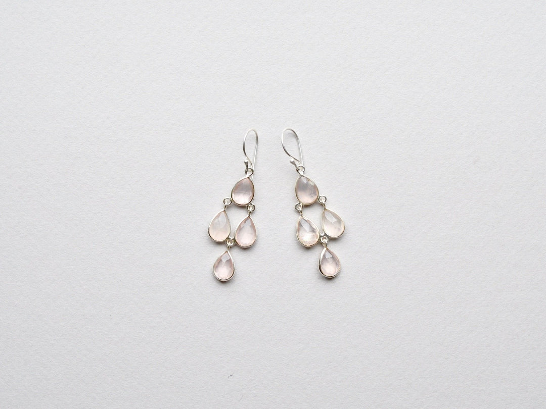 Cascade Drops: Rosenquarz Ohrringe | vergoldet, rosévergoldet, silber