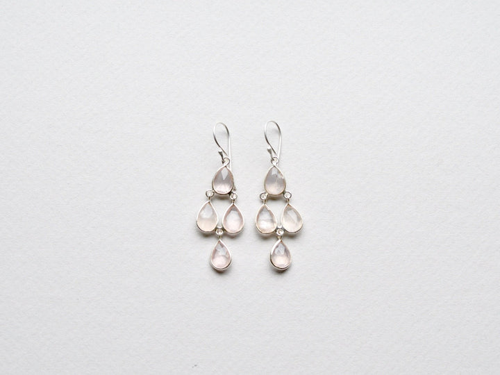 Cascade Drops: Rosenquarz Ohrringe | vergoldet, rosévergoldet, silber