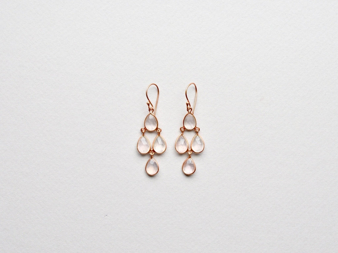 Cascade Drops: Rosenquarz Ohrringe | vergoldet, rosévergoldet, silber
