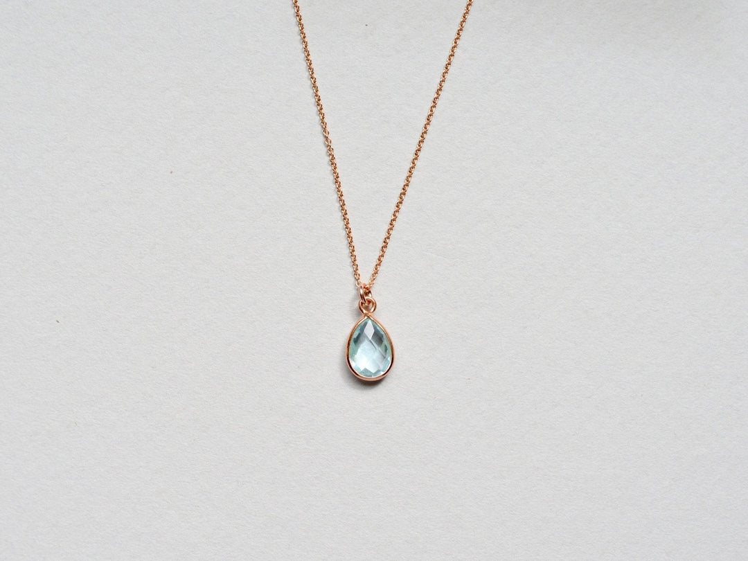 Delicate Drops: Blauer Topas Kette | vergoldet, rosévergoldet, silber