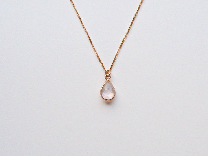 Delicate Drops: Rosenquarz Kette | vergoldet, rosévergoldet, silber