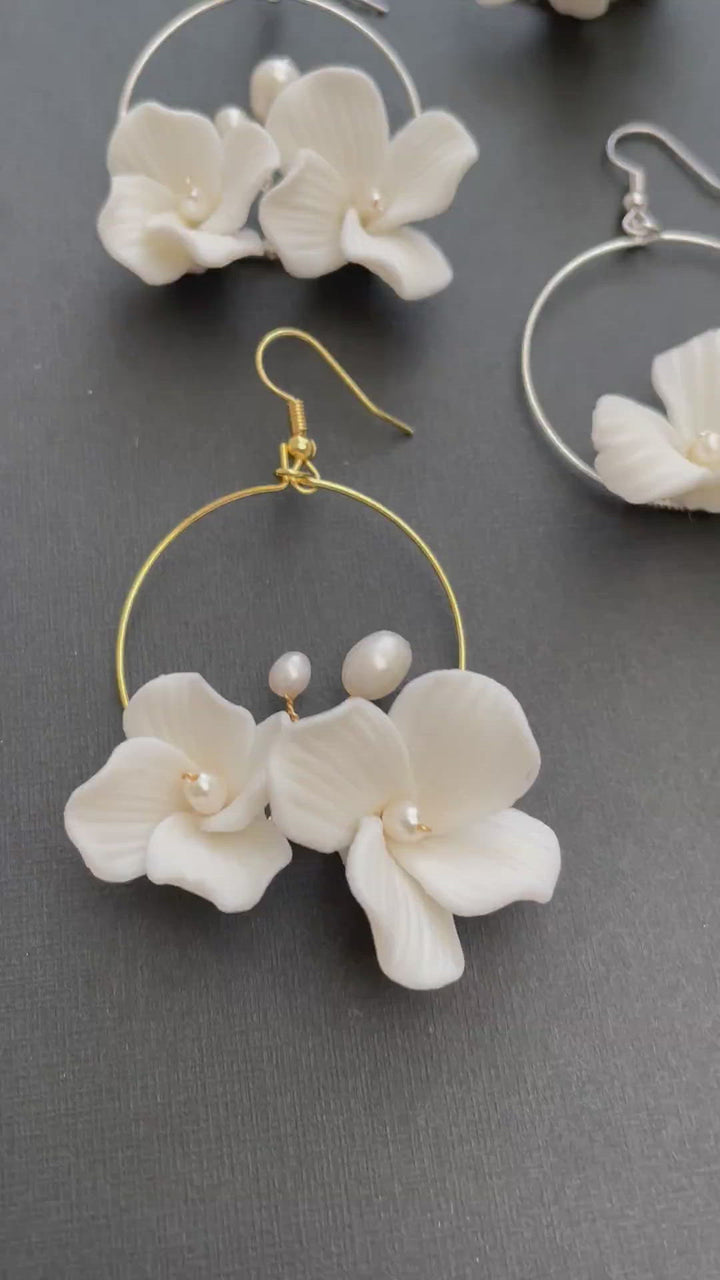 Violette: Ohrringe Circle mit Süßwasserperlen | Farbe gold oder silber