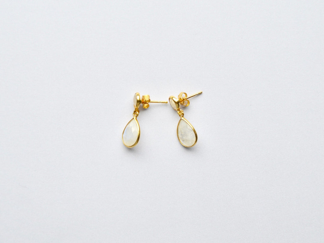 Gem Collection: Mondstein Ohrstecker Facette vergoldet - Mia&Martha by Katja Schmalen