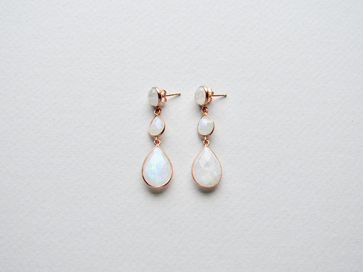 Gem Collection: Mondstein Ohrstecker | vergoldet, rosévergoldet, silber