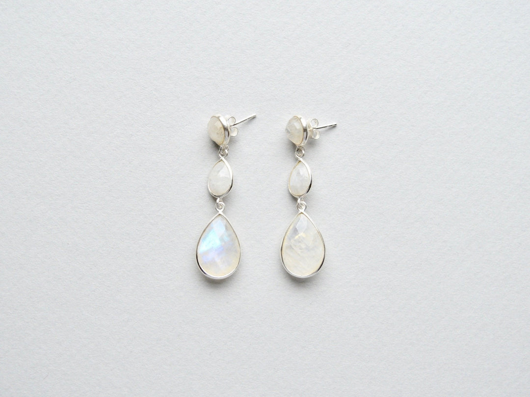 Gem Collection: Mondstein Ohrstecker | vergoldet, rosévergoldet, silber