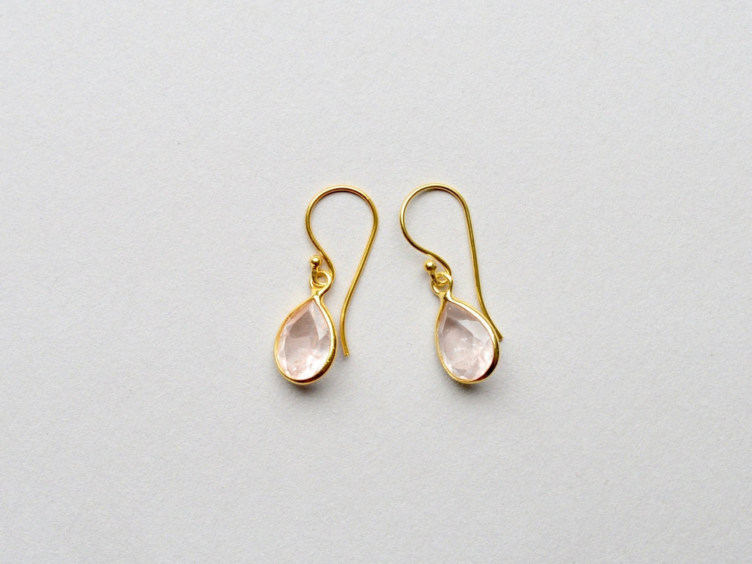 Gem Collection: Rosenquarz Ohrhänger Facette | vergoldet, rosévergoldet, silber - Mia&Martha by Katja Schmalen
