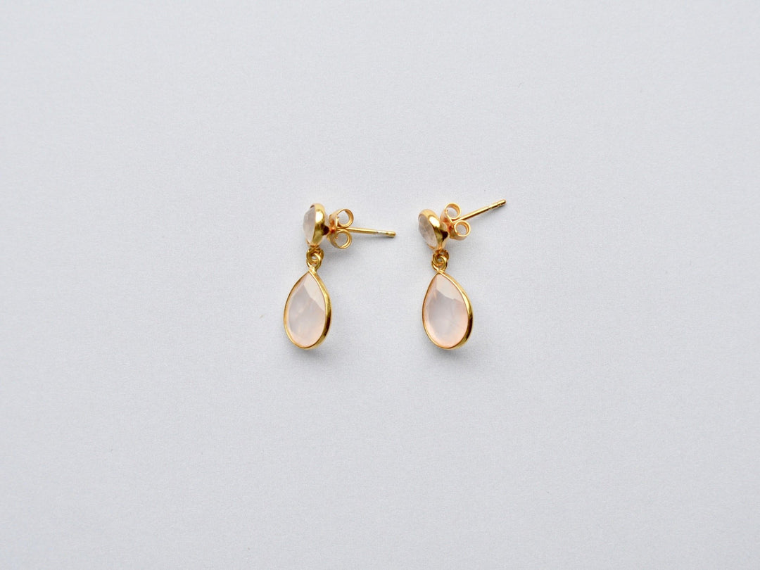 Gem Collection: Rosenquarz Ohrstecker Facette vergoldet - Mia&Martha by Katja Schmalen