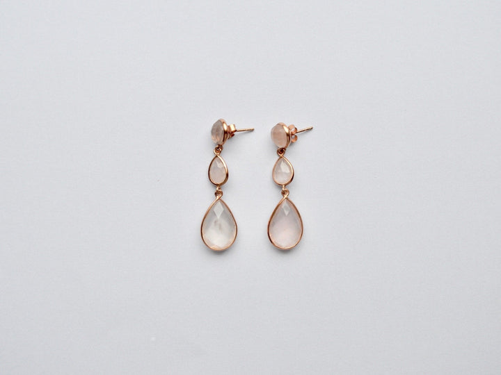 Gem Collection: Rosenquarz Ohrstecker | vergoldet, rosévergoldet, silber