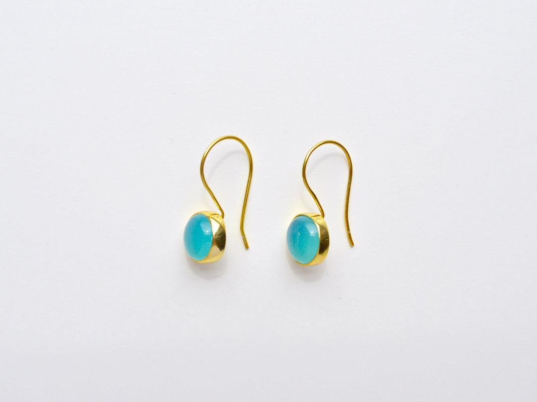 Gem Dots: Aqua Chalcedon Ohrringe | vergoldet, rosévergoldet, silber
