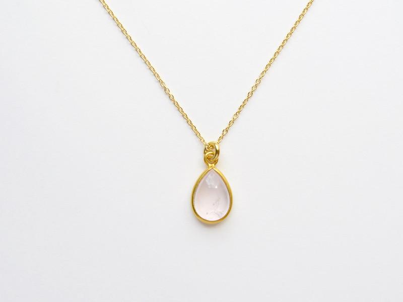 Gem Drops: Rosenquarz Kette vergoldet - Mia&Martha by Katja Schmalen