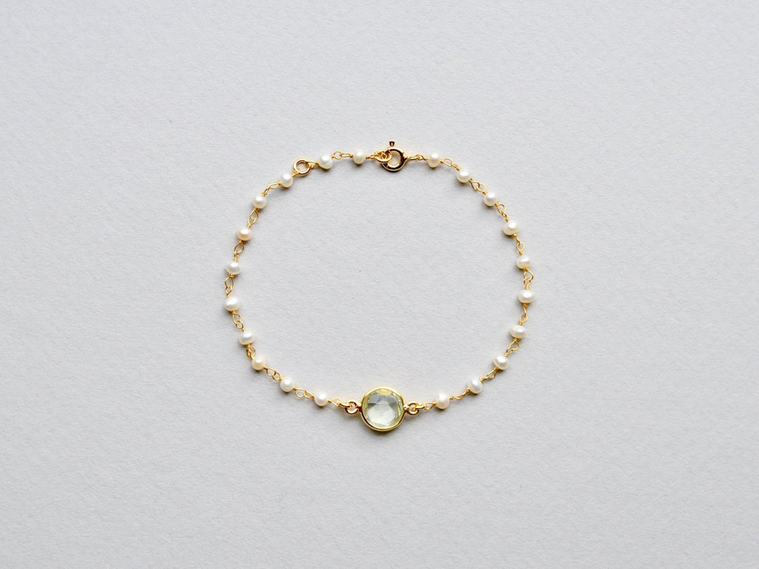 Gems & Pearls: Perlen und Prasiolith Armband vergoldet - Mia&Martha by Katja Schmalen