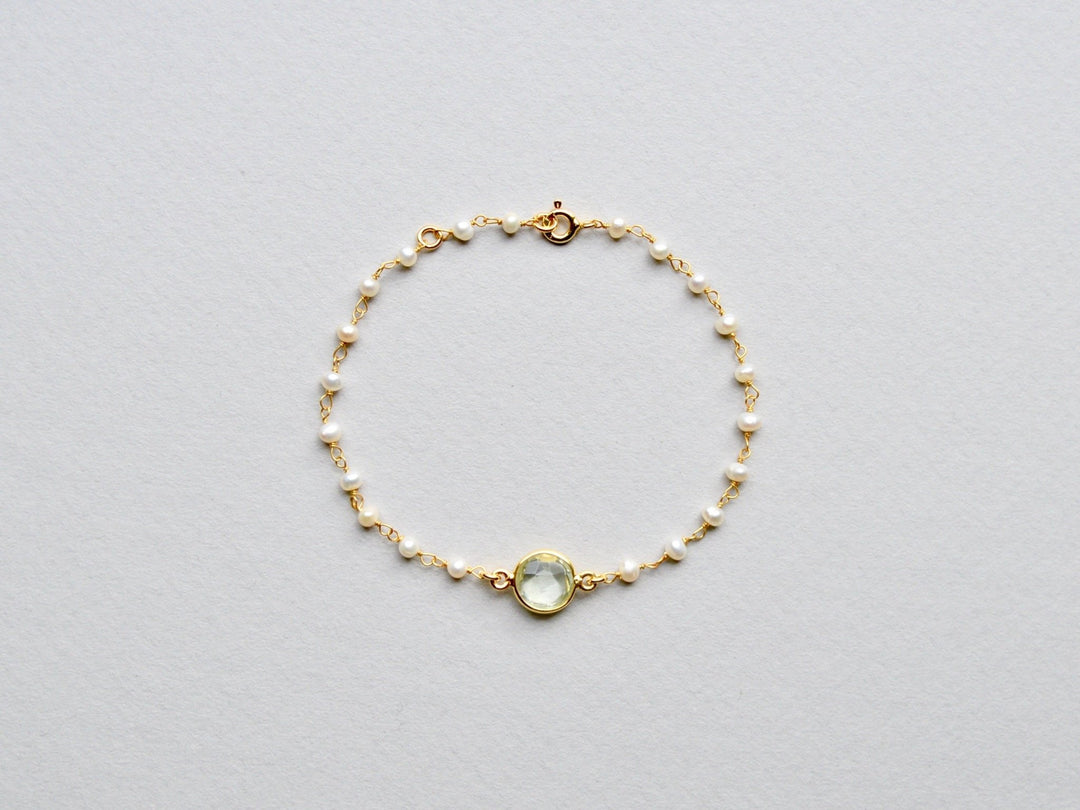 Gems & Pearls: Perlen und Prasiolith Armband vergoldet - Mia&Martha by Katja Schmalen