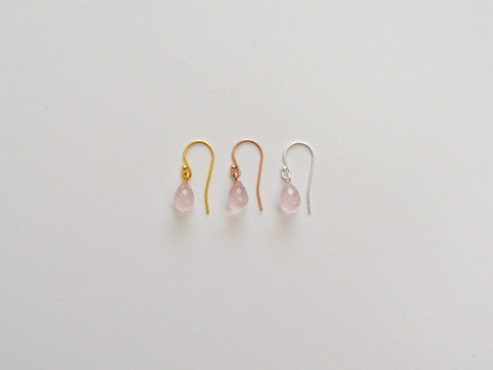 Gentle Drops: Zarte Rosenquarz Ohrringe | vergoldet, rosévergoldet, silber