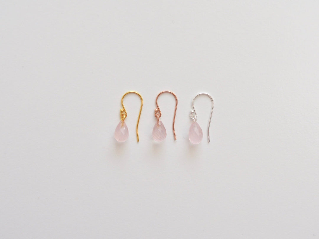 Gentle Drops: Zarte Rosenquarz Ohrringe | vergoldet, rosévergoldet, silber