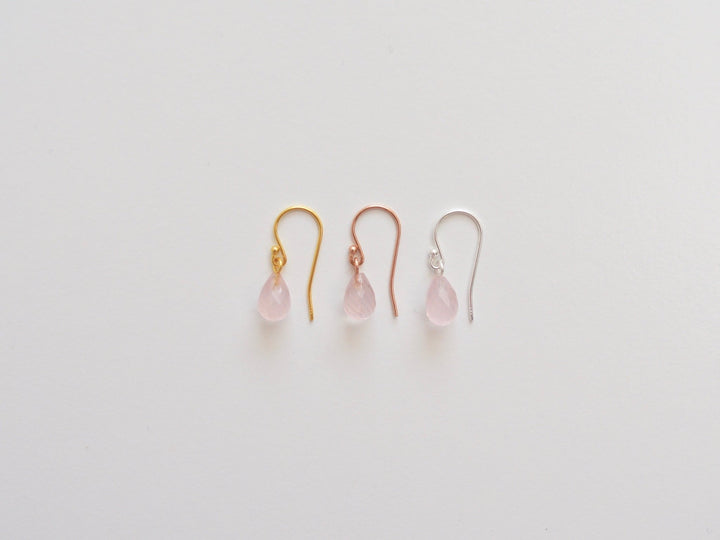 Gentle Drops: Zarte Rosenquarz Ohrringe | vergoldet, rosévergoldet, silber