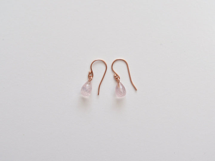 Gentle Drops: Zarte Rosenquarz Ohrringe | vergoldet, rosévergoldet, silber