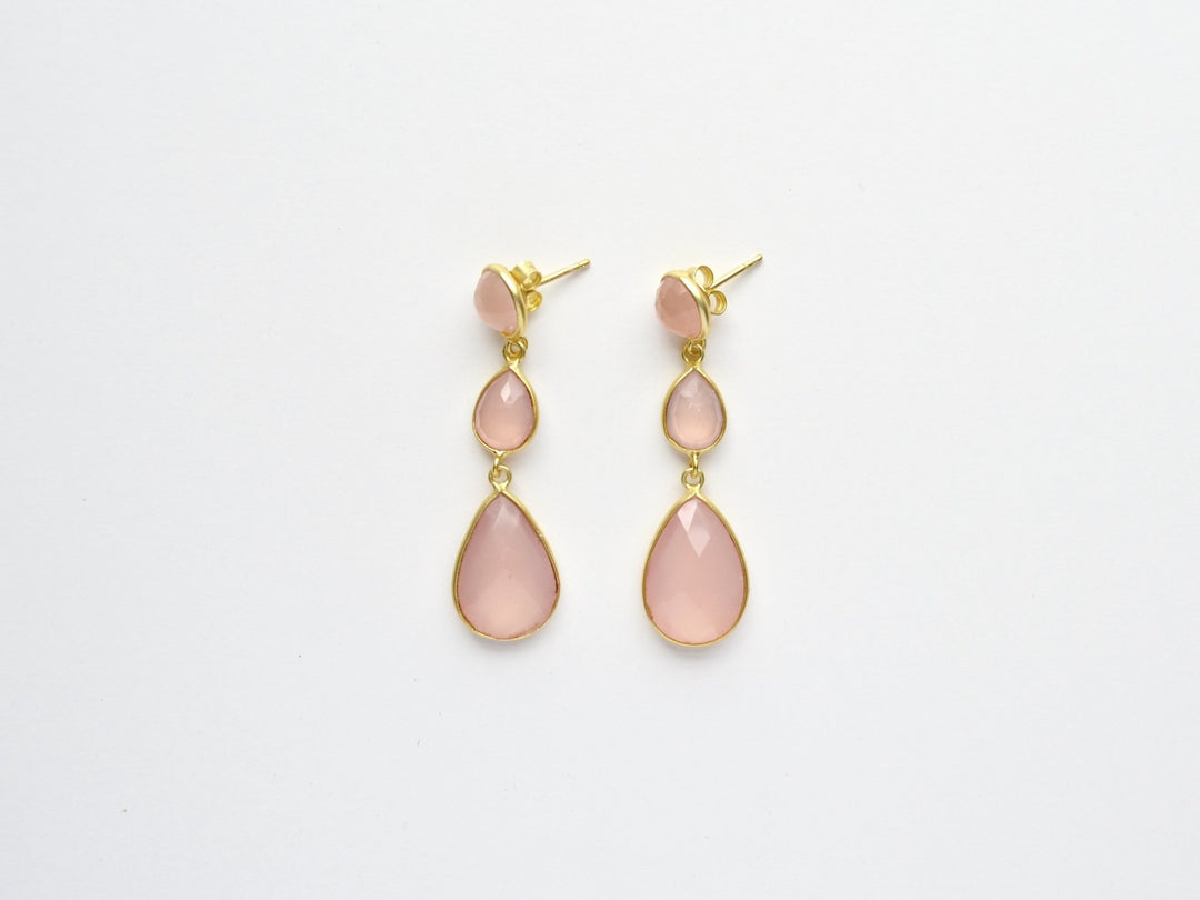 New in: Rosa Chalcedon Ohrstecker | vergoldet, rosévergoldet, silber - Mia&Martha by Katja Schmalen