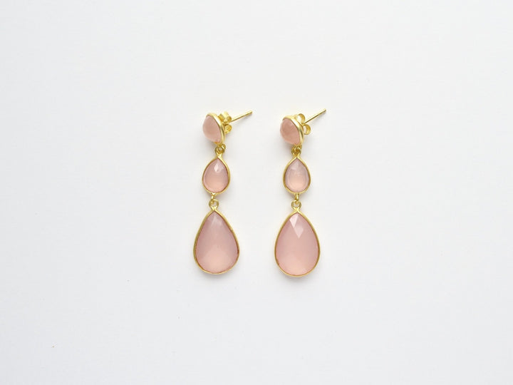 New in: Rosa Chalcedon Ohrstecker | vergoldet, rosévergoldet, silber - Mia&Martha by Katja Schmalen