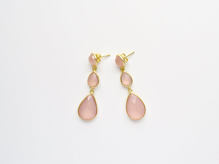 New in: Rosa Chalcedon Ohrstecker | vergoldet, rosévergoldet, silber - Mia&Martha by Katja Schmalen
