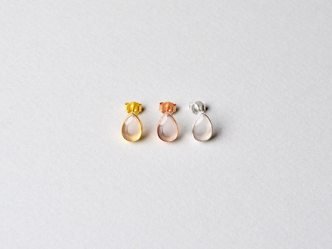 Rosenquarz Ohrstecker Facette Drops | vergoldet, rosévergoldet, silber - Mia&Martha by Katja Schmalen