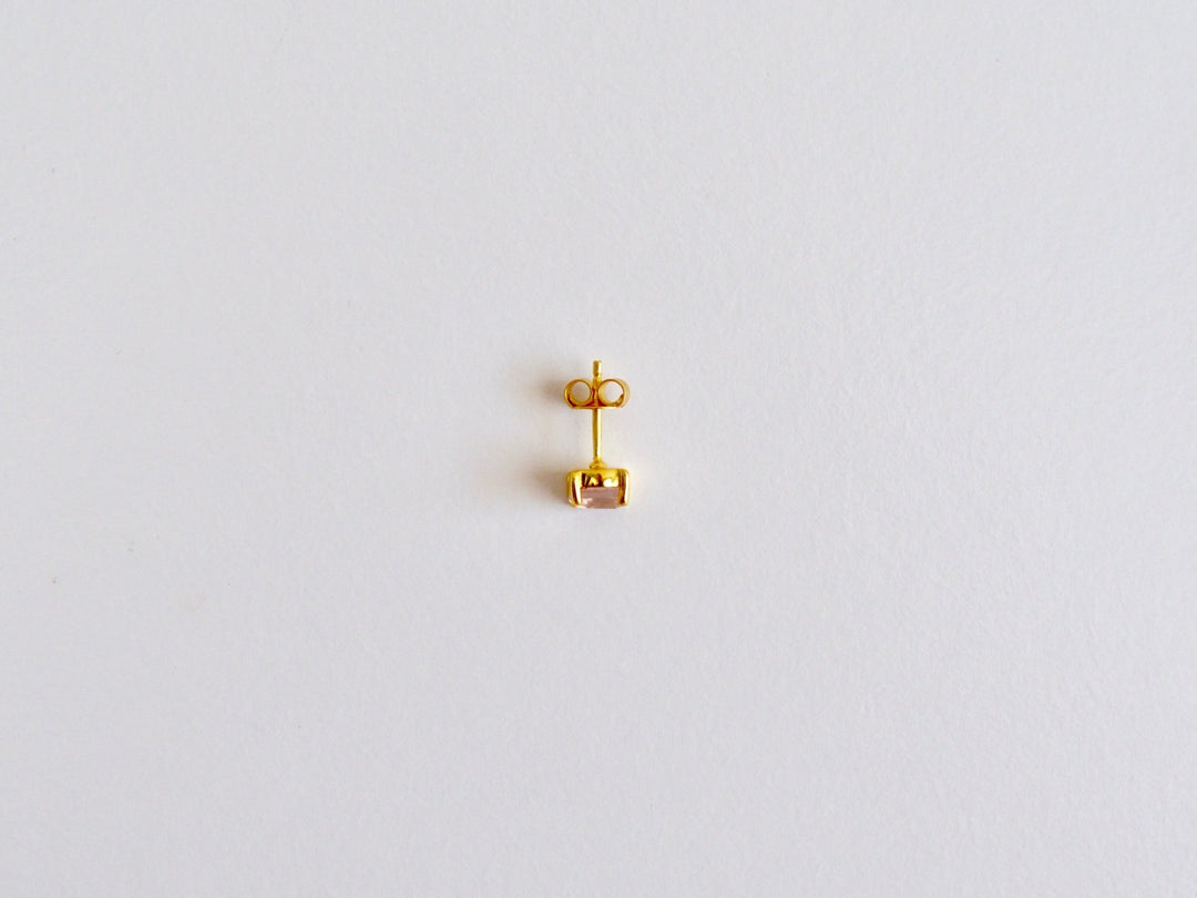 Round Gems: Rosenquarz Ohrstecker Prong | vergoldet, rosévergoldet, silber