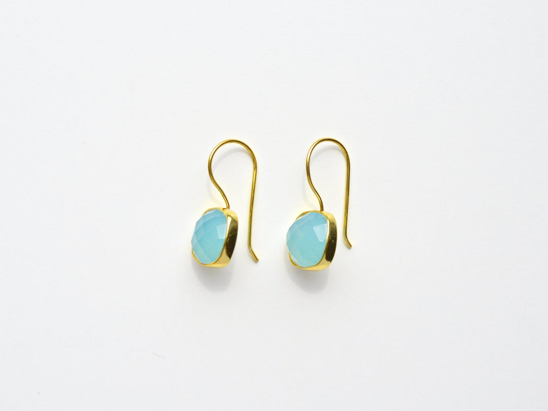 Square Dots: Deluxe Aqua Chalcedon Ohrringe vergoldet - Mia&Martha by Katja Schmalen