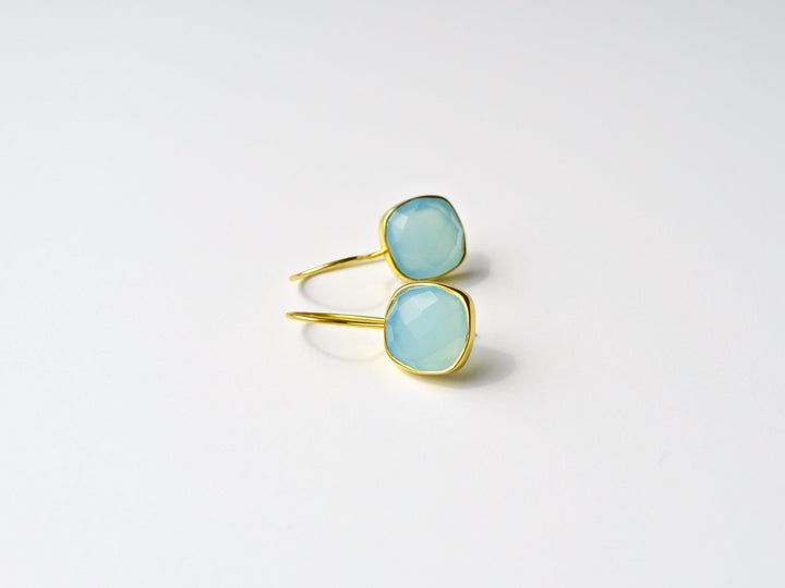 Square Dots: Deluxe Aqua Chalcedon Ohrringe vergoldet - Mia&Martha by Katja Schmalen
