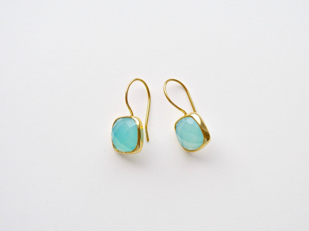 Square Dots: Deluxe Aqua Chalcedon Ohrringe vergoldet - Mia&Martha by Katja Schmalen