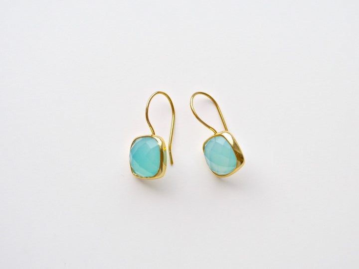 Square Dots: Deluxe Aqua Chalcedon Ohrringe vergoldet - Mia&Martha by Katja Schmalen
