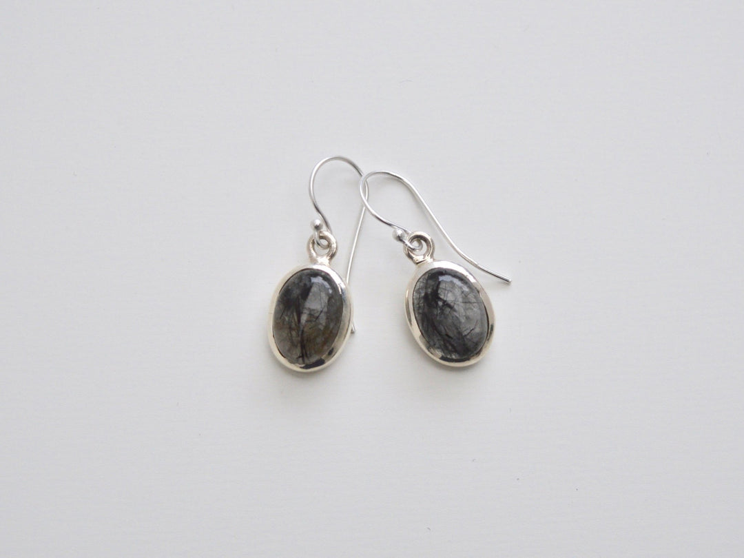 Unikat: Statement Ohrringe Black Rutilquarz silber