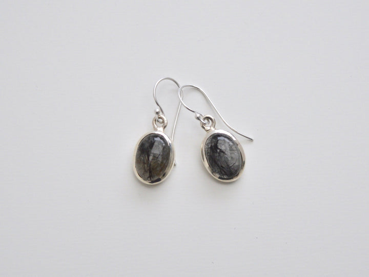 Unikat: Statement Ohrringe Black Rutilquarz silber