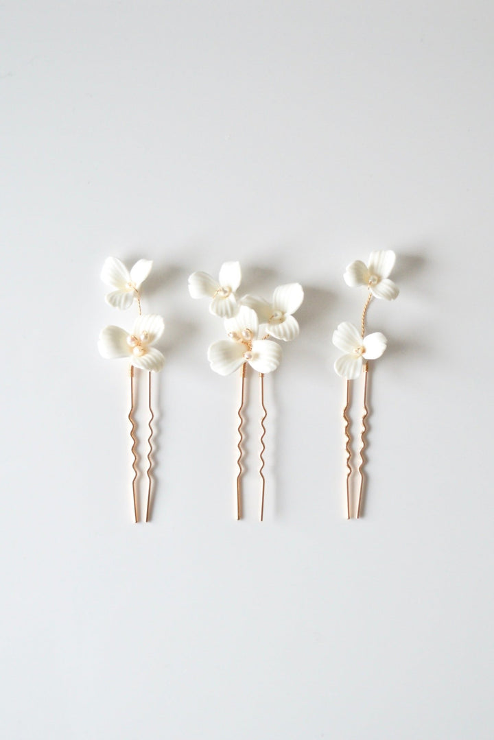 Violette: 3er Haarnadel Set | Farbe gold oder silber